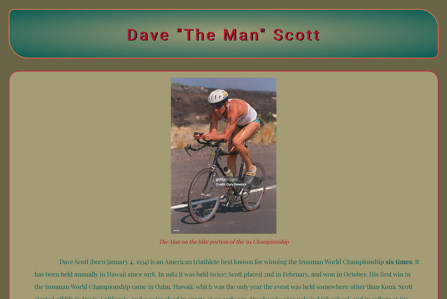A tribute page to Dave Scott
