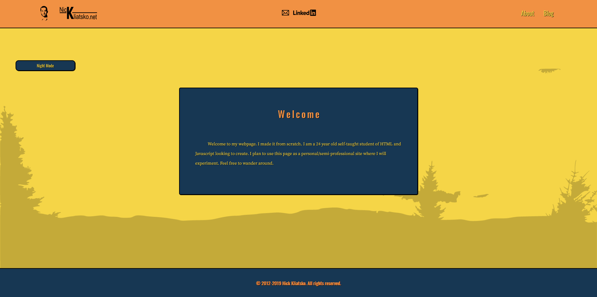 A homepage for a personal/professional website I made for a friend.